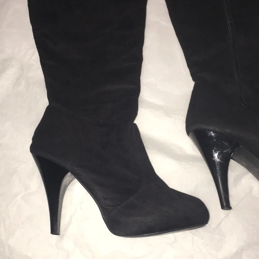 Anna Michelle Stiletto soft black almond toe zip over the knee cuff boot 29 EUC - Picture 14 of 17